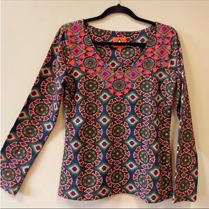 Anthropologie | Pia Pauro Beaded Tile Print Cotton Knit Top, Sz M*♥ NWOT